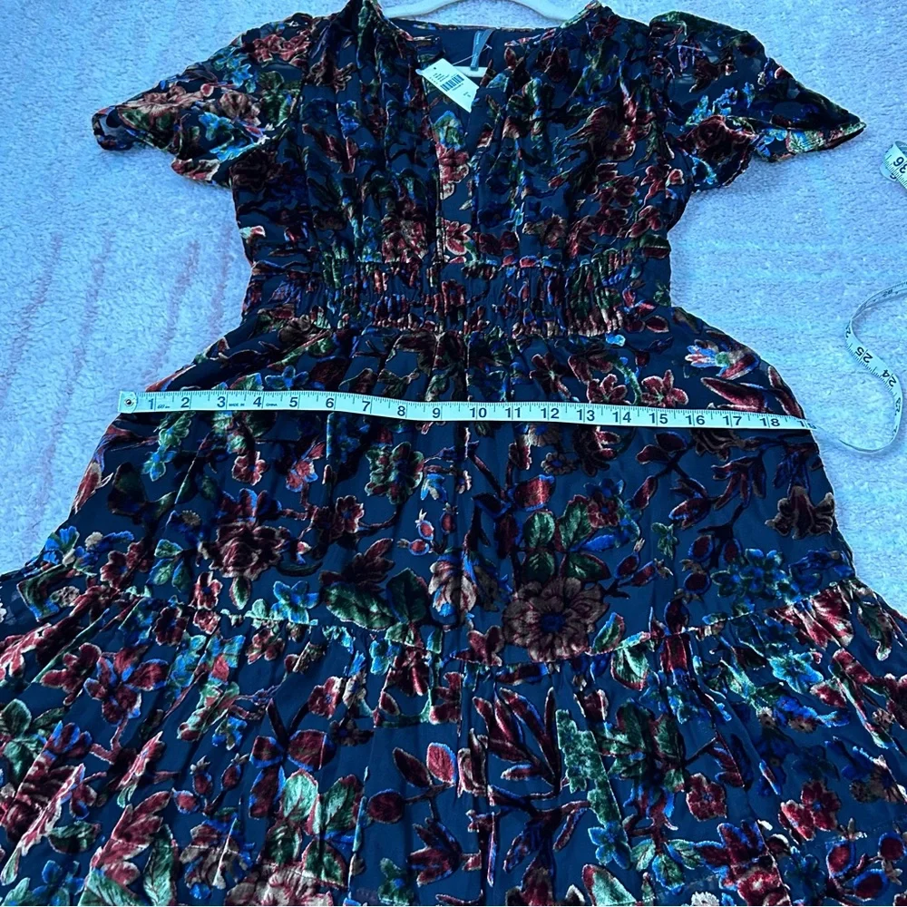 NWT Anthropologie Somerset Floral Velvet Mini Dress Size Small Boho Fall Event - Picture 12 of 14